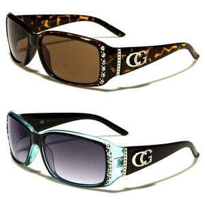 CG Eyewear 2 Pair Hot Deal New 1- Blue & 1 Tortoise Shell Bling Style Rhinestone